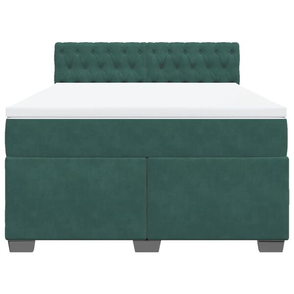 vidaXL Cama box spring con colch&oacute;n terciopelo verde oscuro 140x190 cm