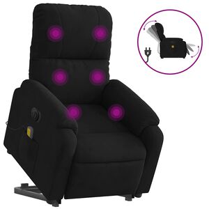 vidaXL Sillón masaje eléctrico reclinable elevable tela negro