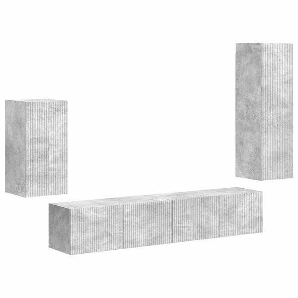 vidaXL Conjunto de mueble de TV 4 pcs Gris Concreto