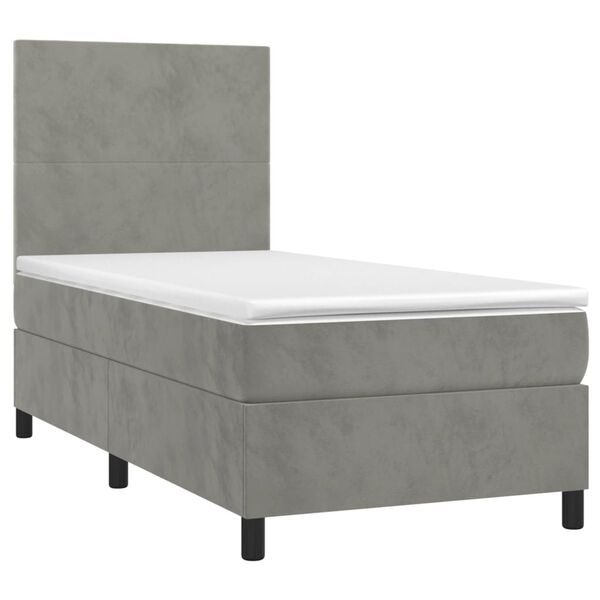 vidaXL Cama box spring con colch&oacute;n terciopelo gris claro 80x200 cm