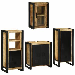vidaXL Juego de muebles de baño 4 pcs Marrón Madera de mango maciza