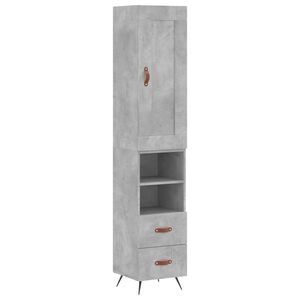 vidaXL Aparador de madera contrachapada gris hormig&oacute;n 34,5x34x180 cm