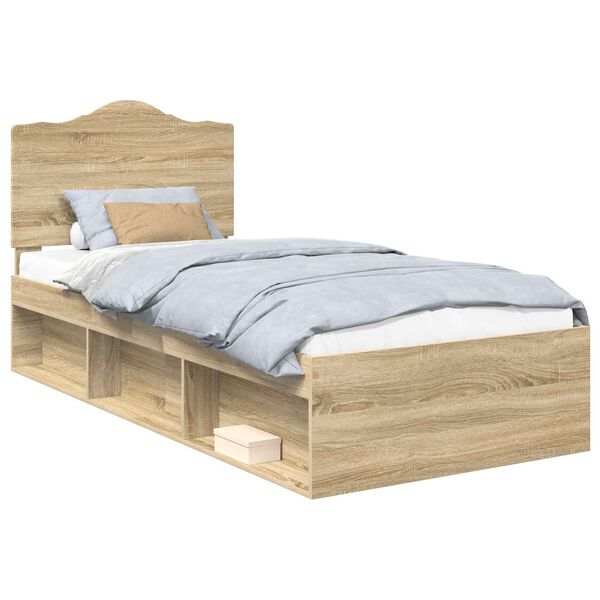 vidaXL Estructura de cama Sonoma 90 x 190 cm Madera de pino macizo