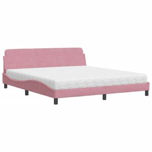 vidaXL Cama con colch&oacute;n Dover terciopelo rosa 180x200 cm