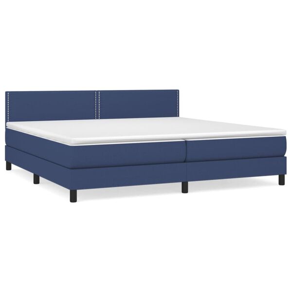 vidaXL Cama box spring con colch&oacute;n tela azul 200x200 cm