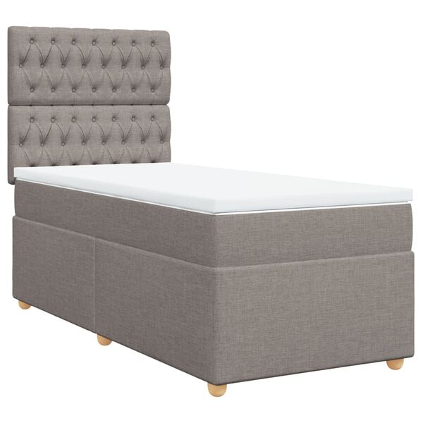 vidaXL Cama box spring con colch&oacute;n tela gris taupe 80x200 cm