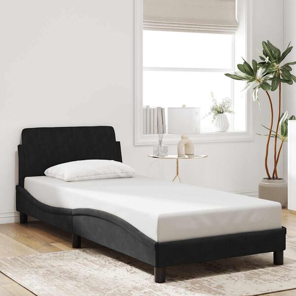 vidaXL Estructura de cama con cabecero Dover terciopelo negro 90x190 cm