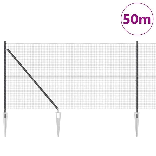 vidaXL Poste de Valla Gris 50 x 1,4 m (malla de 12 x 12 mm)