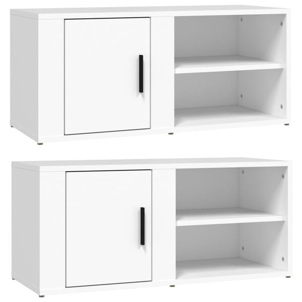 vidaXL Muebles para TV 2 uds madera contrachapada blanco 80x31,5x36 cm