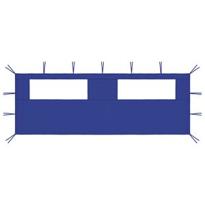 vidaXL Pared lateral de cenador con ventanas azul 6x2 m