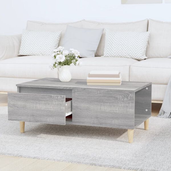 vidaXL Mesa de centro madera contrachapada gris Sonoma 90x50x36,5 cm