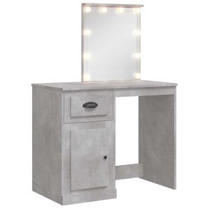vidaXL Tocador con luces LED gris hormig&oacute;n 90x42x132,5 cm