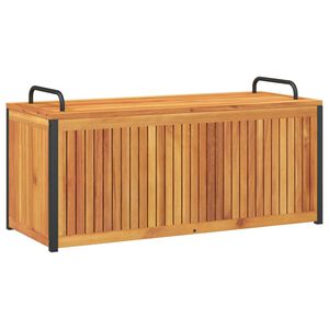vidaXL Ba&uacute;l de cojines de jard&iacute;n acacia maciza y acero 110x45x42/53 cm
