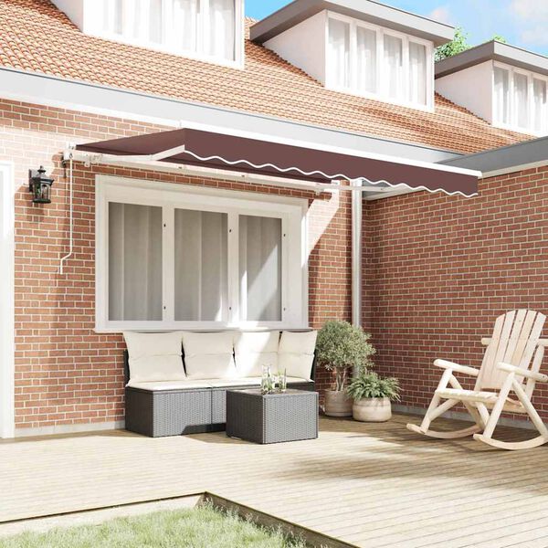 vidaXL Toldo Retr&aacute;ctil Marr&oacute;n 350 x 200 cm tela