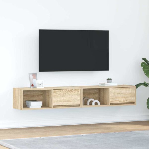 vidaXL Muebles de TV 2 uds Roble Sonoma 80x31x25,5cm Madera ingenier&iacute;a