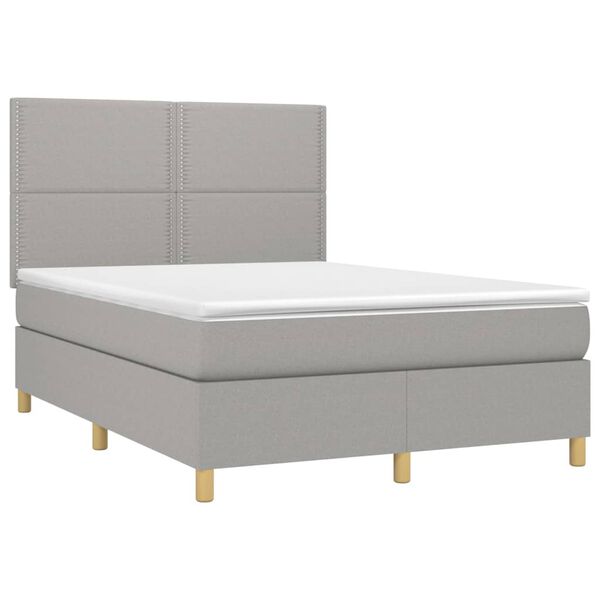 vidaXL Cama box spring con colch&oacute;n tela gris claro 140x190 cm