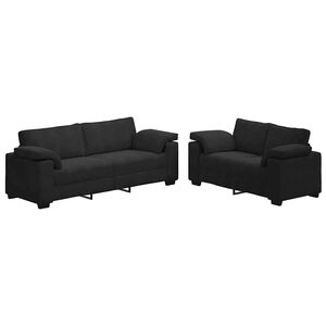 vidaXL Juego de sof&aacute; de 2 piezas con cojines de terciopelo negro