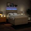 vidaXL Cama box spring con colch&oacute;n tela color crema 140x190 cm