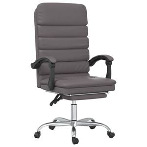 vidaXL Sill&oacute;n de oficina reclinable con masaje, de piel sint&eacute;tica gris