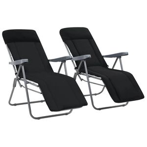 vidaXL Sillas plegables con cojines, 2 unidades, color negro.