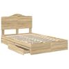 vidaXL Cama con almacenamiento con cabecera Roble Sonoma 135 x 190 cm
