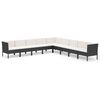 vidaXL Set de muebles de jard&iacute;n 9 pzas cojines rat&aacute;n sint&eacute;tico negro