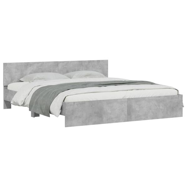 vidaXL Estructura de cama con cabecero gris hormig&oacute;n 180x200 cm