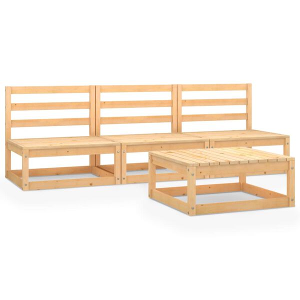 vidaXL Juego de muebles de jard&iacute;n 4 piezas madera maciza de pino