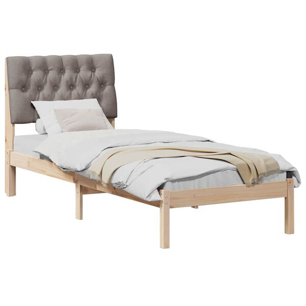 vidaXL Estructura de Cama con Cabecera Tapizada Marrón 75 x 190 cm