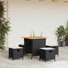vidaXL Set de muebles jard&iacute;n 5 pzas con cojines rat&aacute;n sint&eacute;tico negro