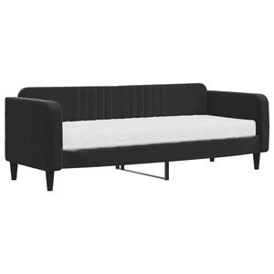 vidaXL Sof&aacute; cama con colch&oacute;n terciopelo negro 80x200 cm