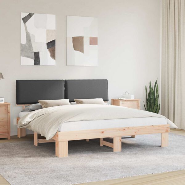 vidaXL Estructura de Cama con Cabecera Tapizada Gris oscuro