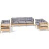 vidaXL Juego de muebles de jard&iacute;n 7 pzas y cojines madera maciza pino