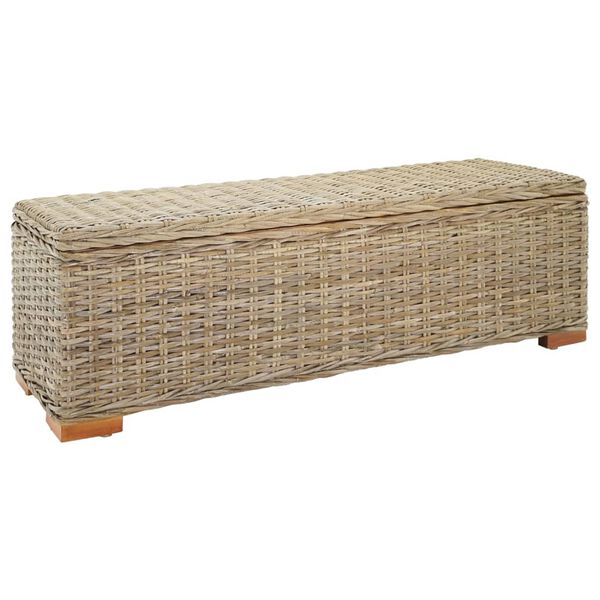 vidaXL Caja de almacenaje madera de caoba y ratán Kubu natural 110 cm