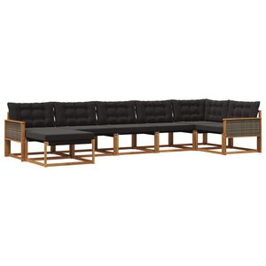 vidaXL Conjunto de sof&aacute;s de exterior 7 uds. Natural y negro