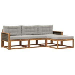 vidaXL Conjunto de sof&aacute;s de exterior 4 pcs Natural y Gris Claro