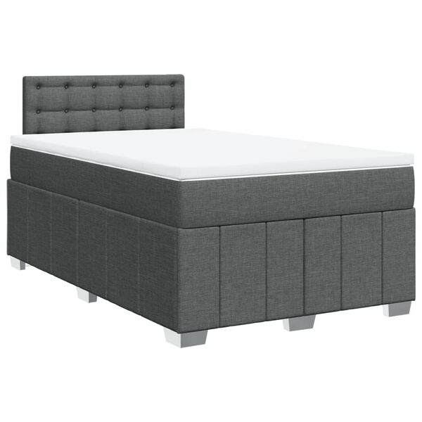 vidaXL Cama box spring con colch&oacute;n tela gris oscuro 120x200 cm