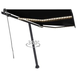 vidaXL Toldo autom&aacute;tico con LED y sensor de viento antracita 350x250cm