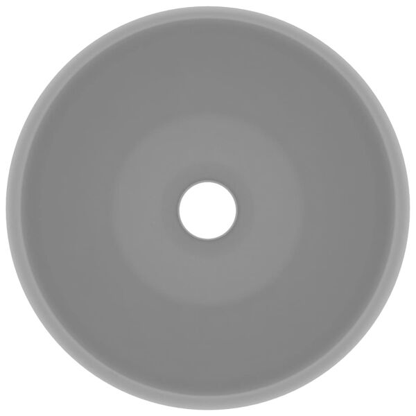 vidaXL Lavabo de lujo redondo cerámica gris claro mate 40x15 cm