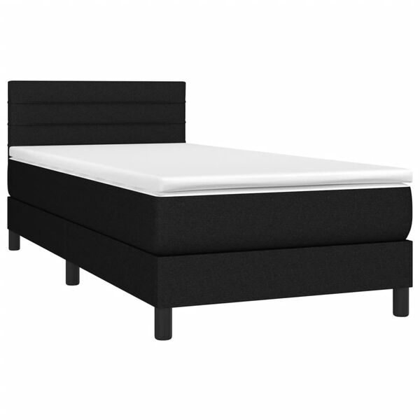 vidaXL Cama box spring colch&oacute;n y luces LED tela negro 80x200 cm