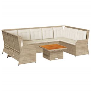 vidaXL Set de muebles de jardín y cojines 7 pzas ratán sintético beige