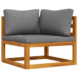 vidaXL Sof&aacute; de esquina seccional y coj&iacute;n gris oscuros madera de acacia