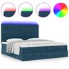 vidaXL Cama otomana con colchones y luces LED azul oscuro 200x200 cm