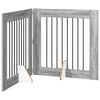 vidaXL Puerta para perros plegable con soportes 2 uds. Sonoma gris