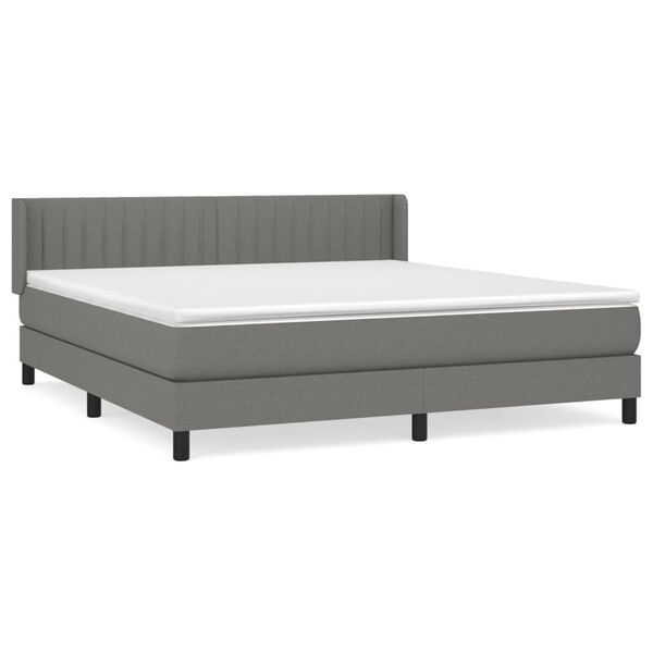 vidaXL Cama box spring con colch&oacute;n tela gris oscuro 180x200 cm