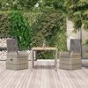 vidaXL Set comedor de jardín 3 piezas con cojines ratán sintético gris