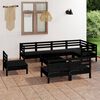 vidaXL Juego de muebles de jard&iacute;n 9 pzas madera maciza de pino negro