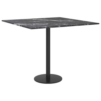 vidaXL Tablero mesa diseño mármol vidrio templado negro 50x50 cm 6 mm