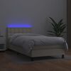 vidaXL Cama box spring y colch&oacute;n LED cuero sint&eacute;tico crema 90x190 cm