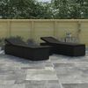 vidaXL Tumbonas de jard&iacute;n con coj&iacute;n 3 pcs Negro Polirat&aacute;n